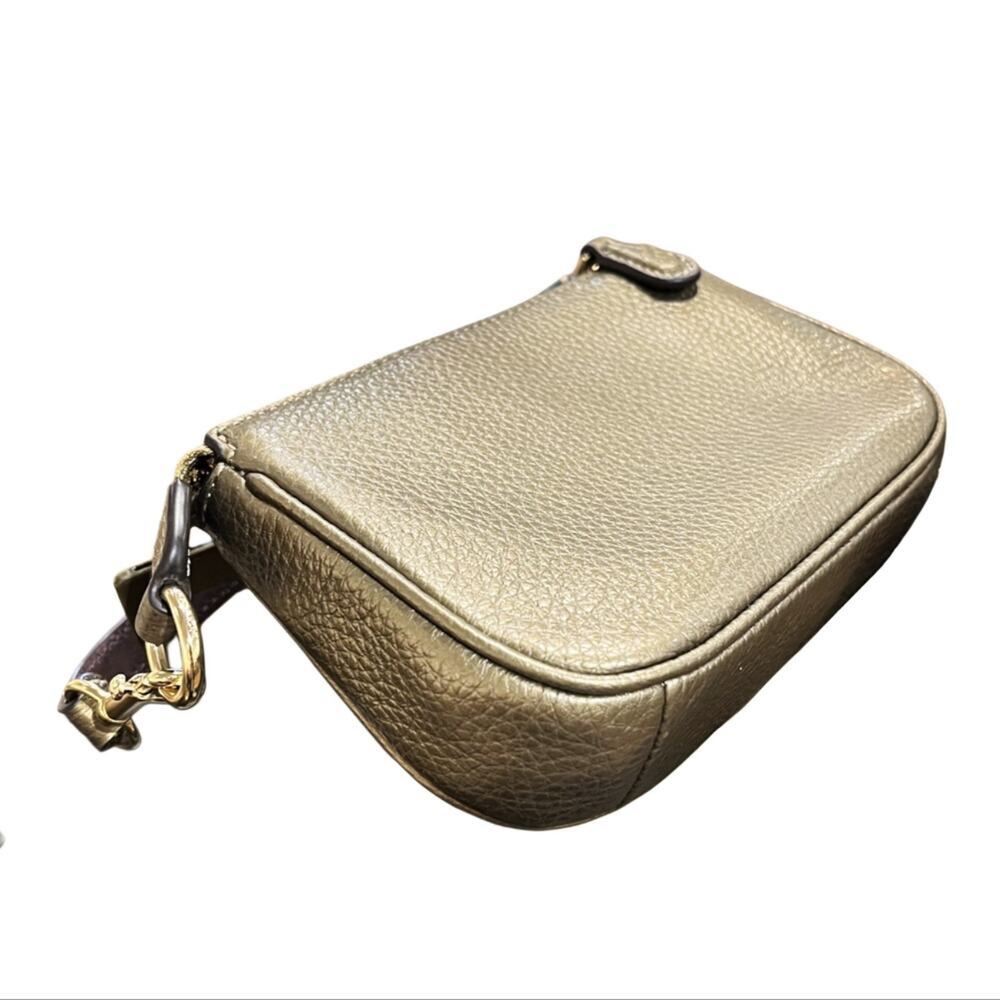 COACH METALLIC GOLD LEATHER NOLITA 15 CONVERTIBLE WRISTLET WALLET PYRITE PURSE - Picture 4 of 4